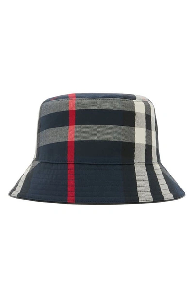 Burberry Giant Check Cotton Basket Weave Bucket Hat In Navy Check