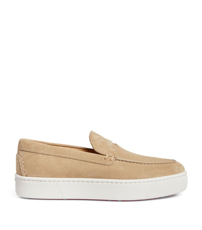 Christian Louboutin Paqueboat Suede Boat Shoes In Beige