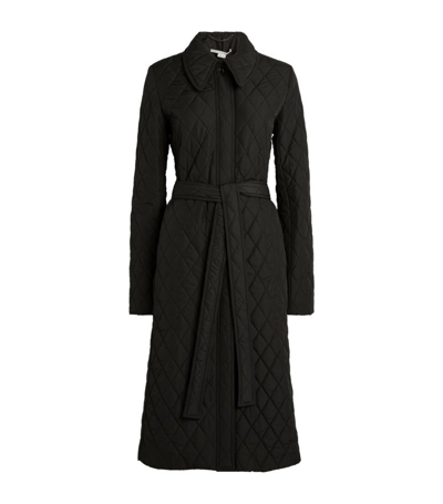 Stella Mccartney Diamond-quilted Belted Coat In Black