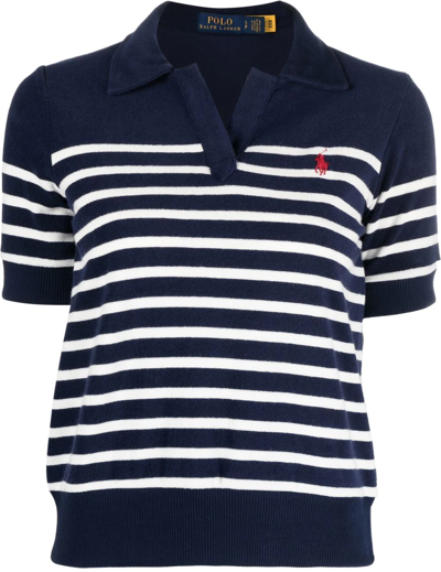 Polo Ralph Lauren Logo-embroidered Striped Polo Shirt In Blue