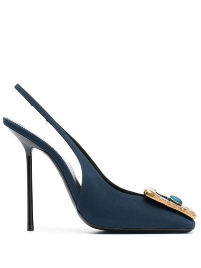 Saint Laurent Maxine 115mm Slingback Pumps In Blau