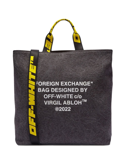 Off-white Slogan-print Tote Bag In Black