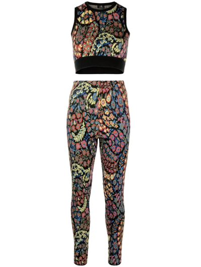 Etro Knitted Floral Two-piece Set In Black