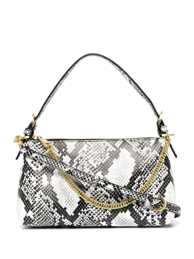 Zac Zac Posen Zip Top Snake-print Bag In Black