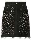 Dolce & Gabbana Studded Denim Mini Skirt In Schwarz