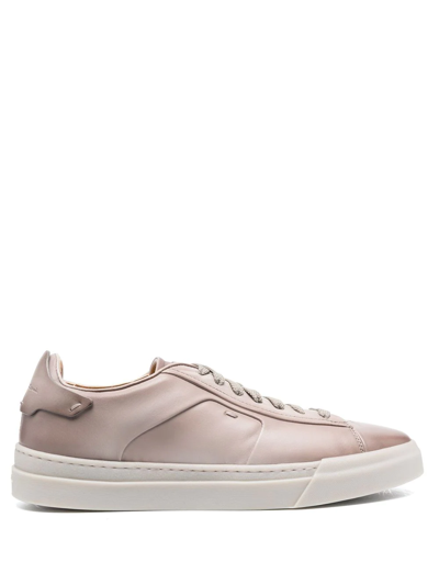 Santoni Antique-finish Low-top Sneakers In Grey