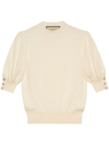 Gucci Puff-sleeve Fine Knit Top In White