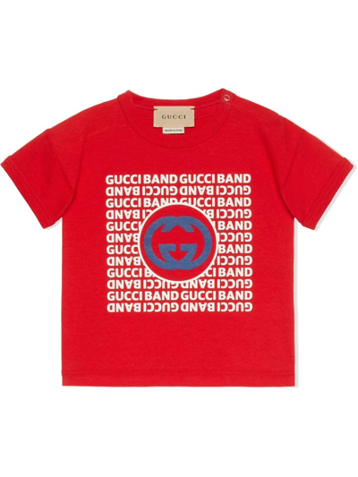 Gucci Baby Interlocking G Print T-shirt In Red