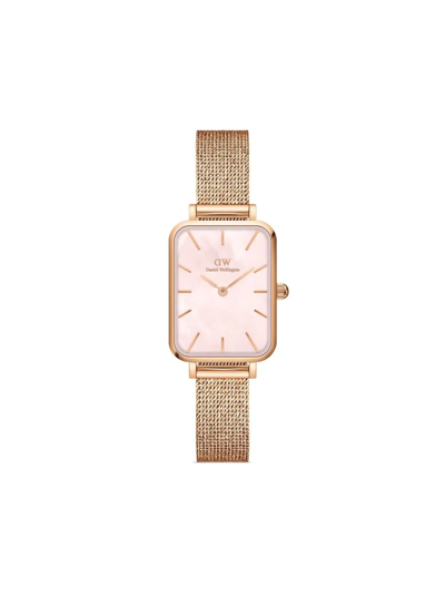 Daniel Wellington Quadro Pressed Melrose Watch In Pink/rose Gold