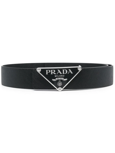 Prada Logo-plaque Textured Belt