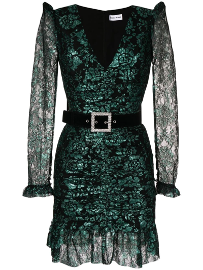 Rebecca Vallance Pixie Metallic-weave Mesh Mini Dress In Emerald