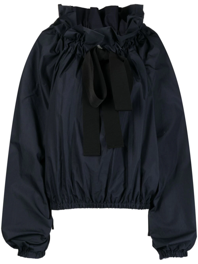 Patou Sleeveless Drawstring Neck Cropped Top In Black  