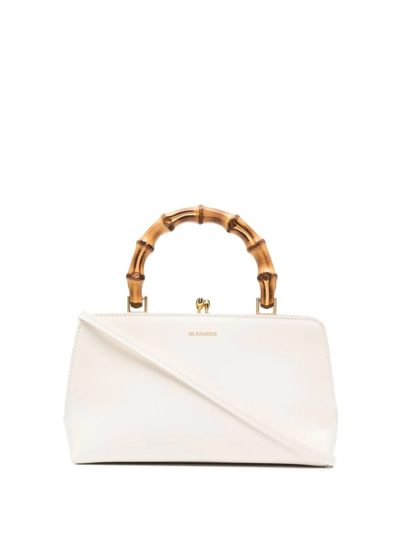 Jil Sander Bamboo-handle Leather Tote Bag In White