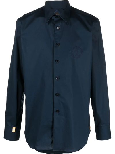 Billionaire Silver Cut Long-sleeve Shirt In Blau