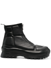 GUIDI ZIP-FRONT LEATHER ANKLE BOOTS