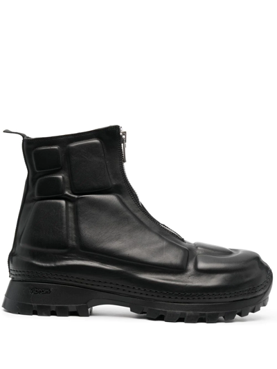 Guidi Zip-front Leather Ankle Boots In Schwarz