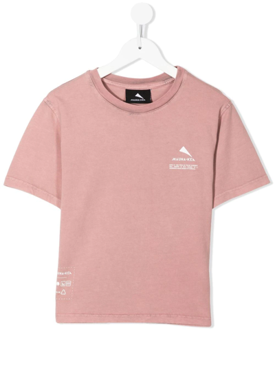 Mauna Kea Kids' Logo Print Crew-neck T-shirt In Rosa