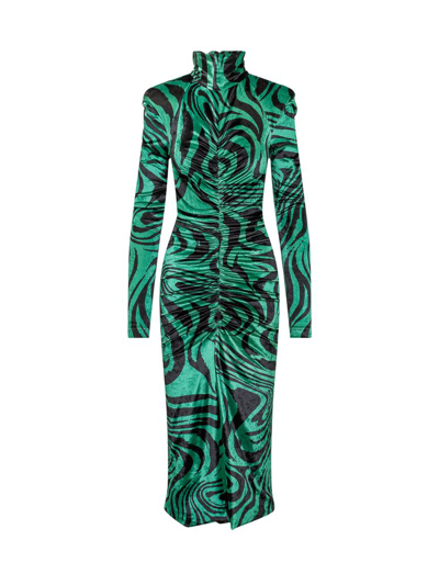 Philosophy Di Lorenzo Serafini Dress Philosophy Longuette Zebra Pop In Velvet In Green