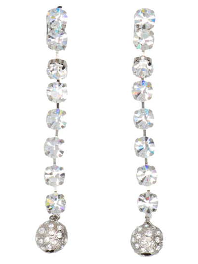 Alessandra Rich Crystal Drop Clip-on Earrings In Silver