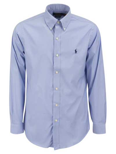 Polo Ralph Lauren Logo Embroidered Buttoned Shirt In Blue