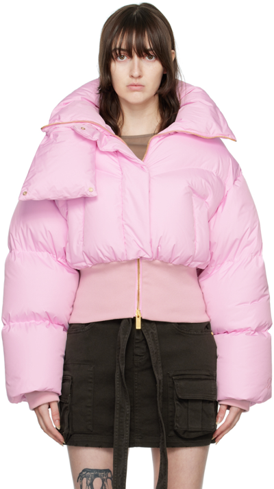 Blumarine Pink Down Padded Jacket In N0149 Chalk Pink