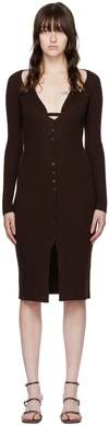 Blumarine Brown Ribbed Midi Dress In N0543 Testa Di Moro