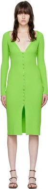 Blumarine Ribbed-knit Wool Halterneck Midi Dress In N0453 Verde Fluo