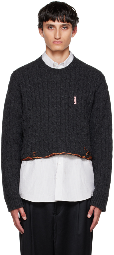 Doublet Black Burning Sweater In Charcoal | ModeSens