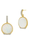 Freida Rothman Iridescent Drop Earrings In Mother Of Pearl/ Gold/ Silver