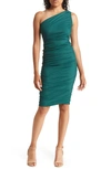 Love By Design One-shoulder Body-con Midi Dress In Emerald Green