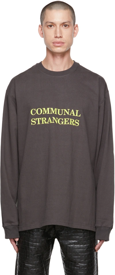 Song For The Mute Gray 'communal Strangers' Sweatshirt In Washed Black