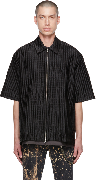 Song For The Mute Textured Zip-up Shirt In Black