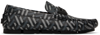 Versace La Greca Loafers, Male, Black+gray, 40 In 5b050 Nero+grigio