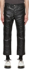 SONG FOR THE MUTE BLACK MATELASSÉ FAUX-LEATHER trousers