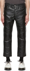 Song For The Mute Black Matelassé Faux-leather Pants In Black
