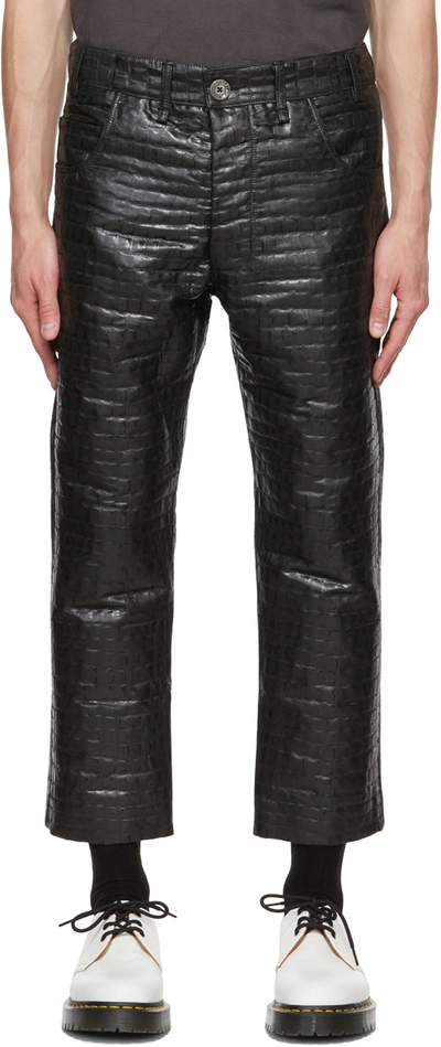 Song For The Mute Black Matelassé Faux-leather Trousers