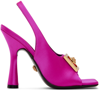 Versace Medusa Plaque Heeled Sandals In 1pf0v Fuxia-