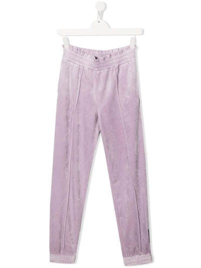 Pinko Teen Elasticated Velour Track Pants In Purple