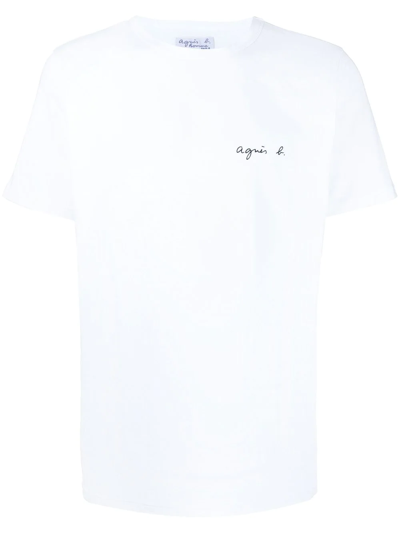 Agnès B. Logo-print Cotton T-shirt In White