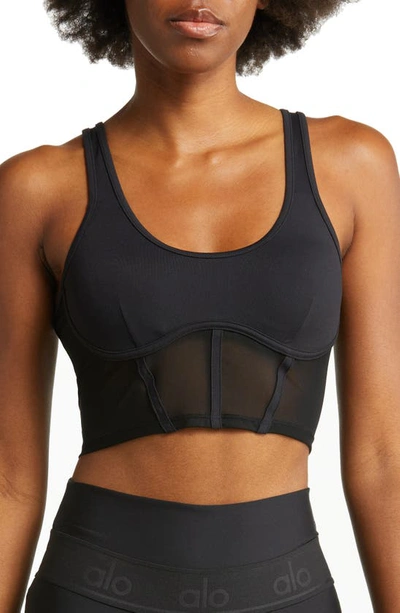 Alo Yoga Airbrush Mesh Corset Tank In Black | ModeSens
