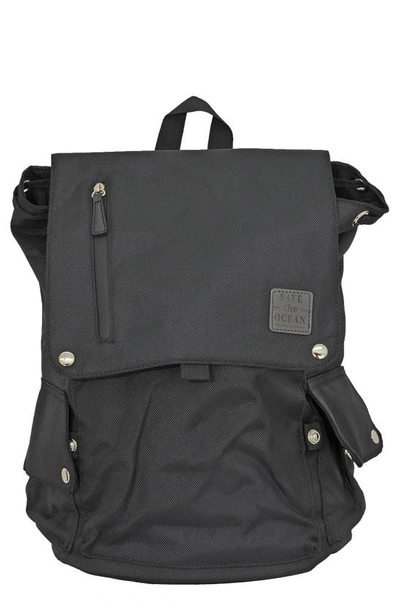 Save The Ocean Men's Ballistic Flapover Backpack In Black