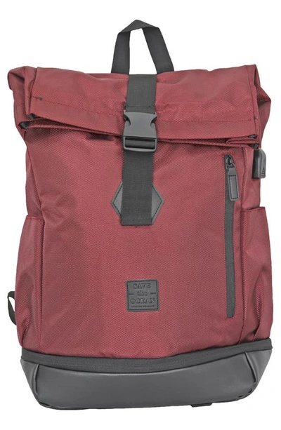 Save The Ocean Men's Ballistic Expandable Backpack In Burgundy