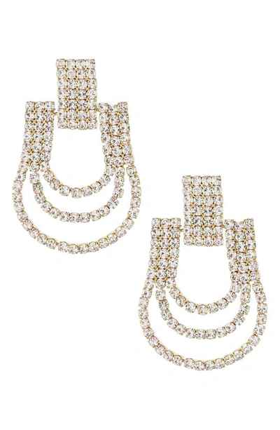 Ettika Crystal Door Knocker Earrings In Gold