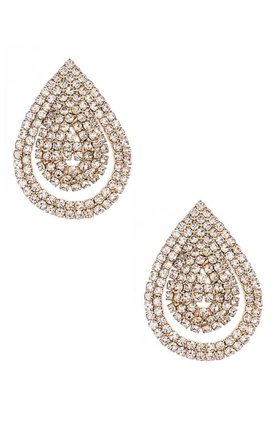 Ettika Crystak Teardrop Stud Earrings In Gold