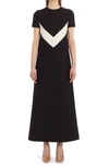 Valentino Contrast-v Crepe Couture Midi Dress In 0na Nero/avorio