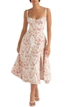 House Of Cb Carmen Sleeveless Cotton-blend Midi Dress In Rose Print