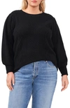1.state Trendy Plus Size Cable-knit Sweater In Rich Black