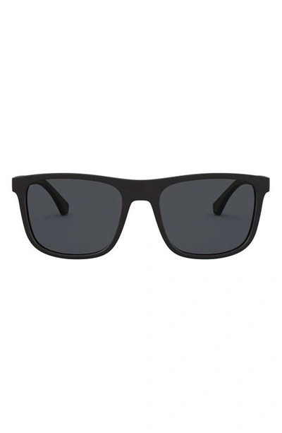 Emporio Armani 56mm Navigator Sunglasses In Matte Black
