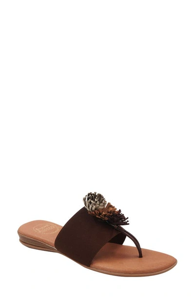 Andre Assous Women's Novalee Embellished Slip On Thong Sandals In Espresso Multi