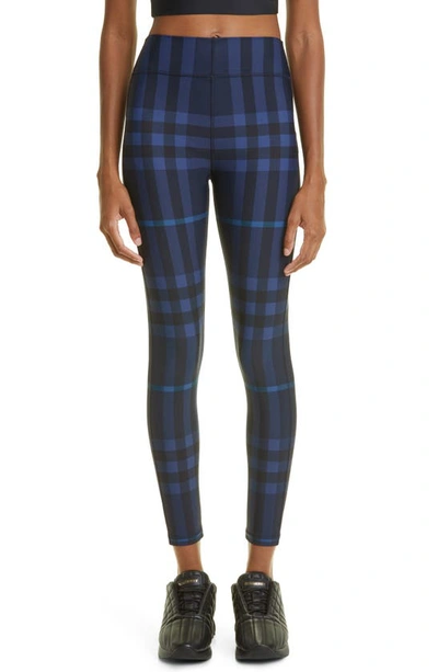 Burberry Madden Check Stretch Jersey Leggings In Blue
